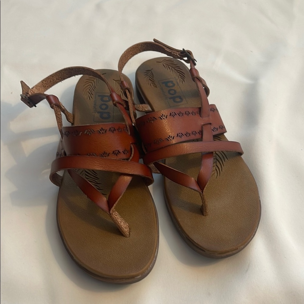 Pop comfort fit 7.5 Brown Leather Sandals